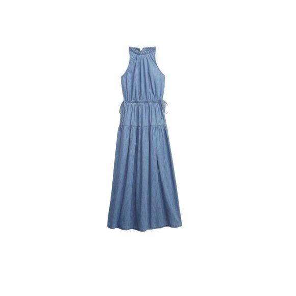 GAP 100% Organic Cotton High Neck Denim Maxi Dress Women's Size XXL NEW with Tag - Picture 2 of 6
